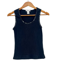 Load image into Gallery viewer, Y2K Black Cotton Ribbed Sequin Tank Top PM Petite Medium
