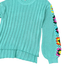 Load image into Gallery viewer, Granny Square Sleeves Pullover Knit Sweater Size Small