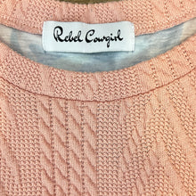 Load image into Gallery viewer, Pink Floral Lace Patchwork Knitted Long Sleeve Top Size Medium