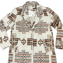 Load image into Gallery viewer, Rust Aztec Print Pea Coat Size Small