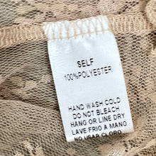 Load image into Gallery viewer, Mauve White Lettuce Trim Sheer Lace Long Sleeve Top Size Small