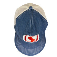 Load image into Gallery viewer, 1980s K Products Safeway Logo Patch Denim & Mesh Snapback USA