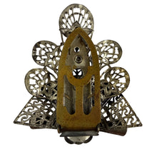 Load image into Gallery viewer, Vintage Art Nouveau Revival Fur Clip Filigree Blue Glass