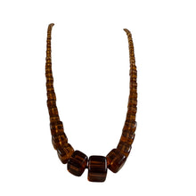 Load image into Gallery viewer, Vintage Amber Color Square Bead Necklace Knotted