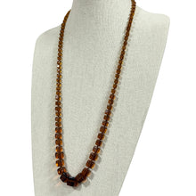 Load image into Gallery viewer, Vintage Amber Color Square Bead Necklace Knotted