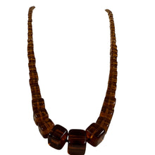 Load image into Gallery viewer, Vintage Amber Color Square Bead Necklace Knotted