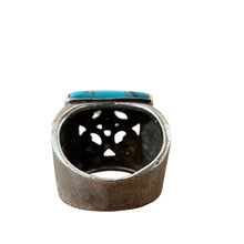 Load image into Gallery viewer, Vintage 925 Sterling Silver Turquoise Ring Ornate Square Face Size 8