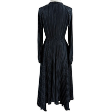 Load image into Gallery viewer, Black Pleated 70s Style Long Sleeve Maxi Dress Size Small