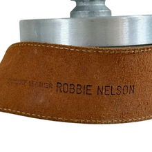 Load image into Gallery viewer, 90s Tan Leather Gold Buckle Wide Cinch Belt XS