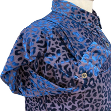 Load image into Gallery viewer, Semi Sheer Blue Animal Print Button Up Shirt Size Small