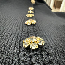 Load image into Gallery viewer, Vintage St. John Knits Black Knit Cardigan Crystal Floral Buttons XS-Small