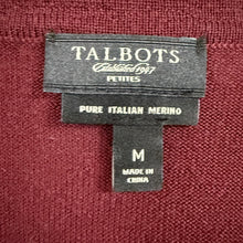 Load image into Gallery viewer, Talbots Open-Front Merino Wool Cardigan Burgundy Medium