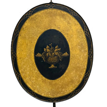 Load image into Gallery viewer, Antique Victorian Tole Fire Screen w Adjustable Cast iron Pole