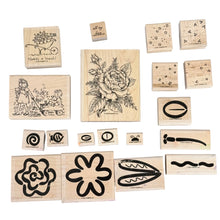 Load image into Gallery viewer, Vintage Stampin Up Wood Mounted Rubber Stamp Lot - 21 Pc Garden & Floral