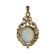 Load image into Gallery viewer, Vintage 14K Solid Gold Filigree Opal Pendant Victorian Revival