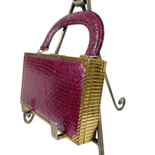 Load image into Gallery viewer, 50s Red Snakeskin Evans Elegance Vanity Case with Lipstick & Mirror