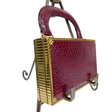 Load image into Gallery viewer, 50s Red Snakeskin Evans Elegance Vanity Case with Lipstick & Mirror