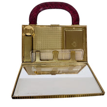 Load image into Gallery viewer, 50s Red Snakeskin Evans Elegance Vanity Case with Lipstick & Mirror