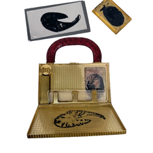 Load image into Gallery viewer, 50s Red Snakeskin Evans Elegance Vanity Case with Lipstick & Mirror