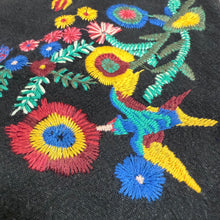 Load image into Gallery viewer, Black Floral Embroidered Boho Mini Skirt Size Medium