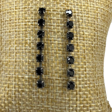 Load image into Gallery viewer, 80s Black Rhinestone Drop Earrings