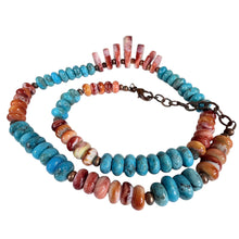 Load image into Gallery viewer, Southwestern Spiny Oyster & Turquoise Tab Pendant Necklace