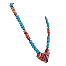 Load image into Gallery viewer, Southwestern Spiny Oyster & Turquoise Tab Pendant Necklace