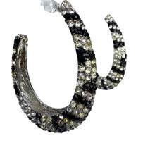 Load image into Gallery viewer, Rhinestone Animal Print Hoop Earrings