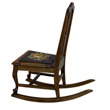 Load image into Gallery viewer, Children's Antique Victorian Oak Rocking Chair w Needlepoint Seat