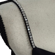 Load image into Gallery viewer, Black Satin Cowl Neck Tank Top with Rhinestone Straps Size Small