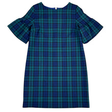 Load image into Gallery viewer, Blue & Green Tartan Plaid Flare Sleeve Sheath Dress Size 4