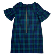Load image into Gallery viewer, Blue & Green Tartan Plaid Flare Sleeve Sheath Dress Size 4