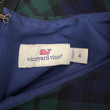 Load image into Gallery viewer, Blue & Green Tartan Plaid Flare Sleeve Sheath Dress Size 4