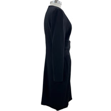 Load image into Gallery viewer, Vintage Black Knee Length V-neck Dress with Bow Size 10
