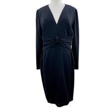 Load image into Gallery viewer, Vintage Black Knee length V-neck Dress with bow Size 10