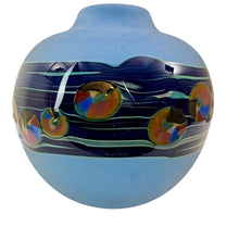 Load image into Gallery viewer, J. Byron Round Blue Art Glass Vase