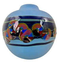 Load image into Gallery viewer, J. Byron Round Blue Art Glass Vase