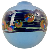 Load image into Gallery viewer, J. Byron Round Blue Art Glass Vase