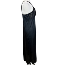 Load image into Gallery viewer, Sexy Long Black Satin & Lace Nylon Nightgown Size Large USA