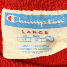 Load image into Gallery viewer, Y2K Red Champion Embroidered Tee Shirt Size Large