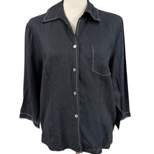Load image into Gallery viewer, Black Linen Contrast Stitch Button up Shirt Large