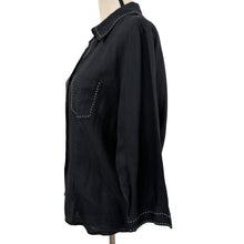 Load image into Gallery viewer, Black Linen Contrast Stitch Button up Shirt Large