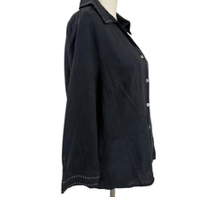 Load image into Gallery viewer, Black Linen Contrast Stitch Button up Shirt Large