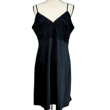 Load image into Gallery viewer, Black Satin & Lace Slip Nighty Size XL