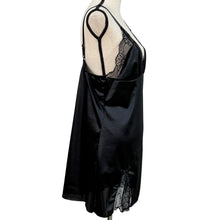 Load image into Gallery viewer, Black Nylon & Lace Trimmed Slip Nighty Size XL