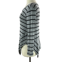 Load image into Gallery viewer, Gray Striped Asymmetrical Pullover Sweater Size XS