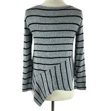 Load image into Gallery viewer, Gray Striped Asymmetrical Pullover Sweater Size XS