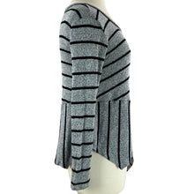 Load image into Gallery viewer, Gray Striped Asymmetrical Pullover Sweater Size XS