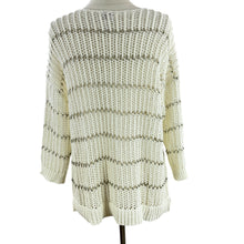 Load image into Gallery viewer, Chico's Open Knit V-Neck Sweater 3/4 Sleeve Size Large