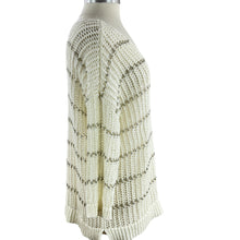 Load image into Gallery viewer, Chico's Open Knit V-Neck Sweater 3/4 Sleeve Size Large (Chico's Size 2) in Description